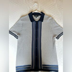 Express Men’s Short Sleeve Striped Sweater Polo Size S